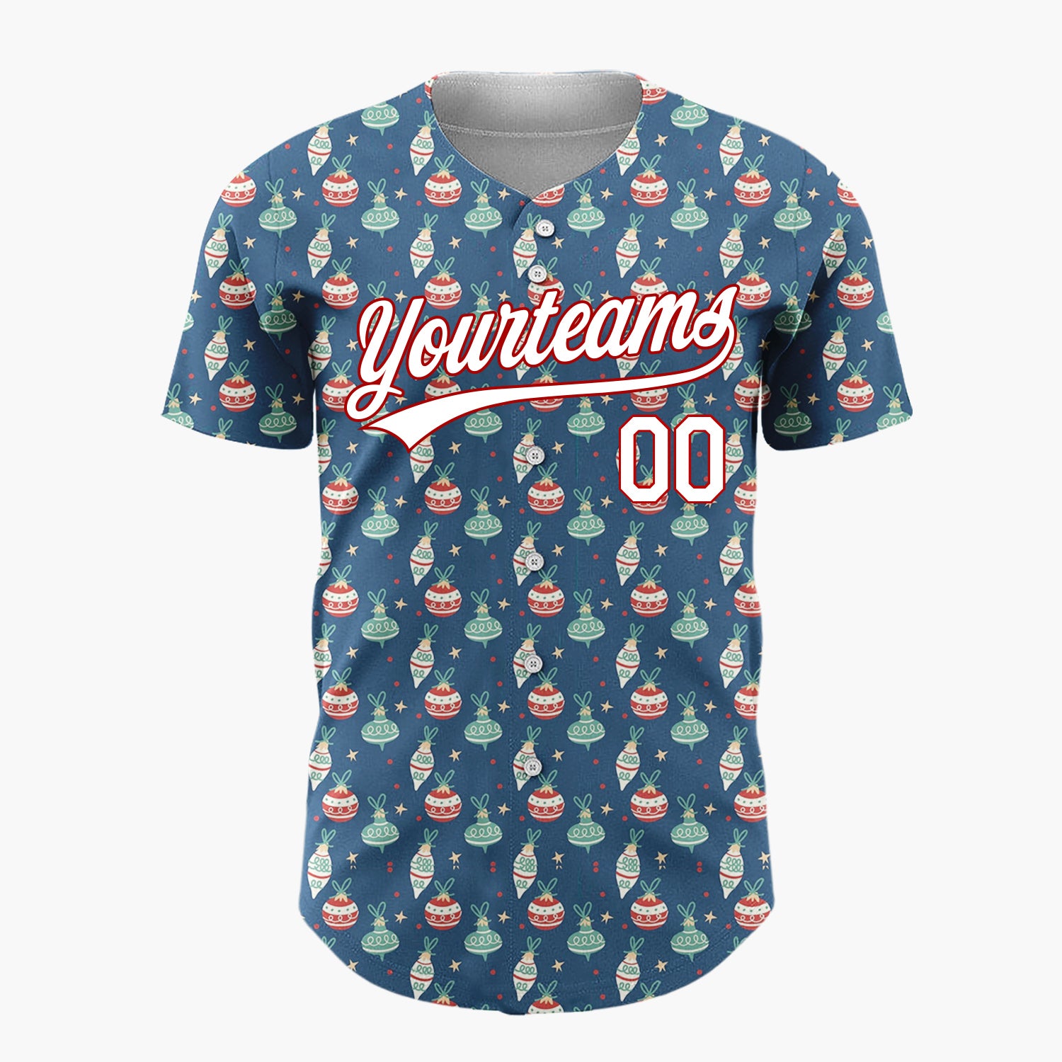 Custom Cream Red Candy Canes And Snowflakes Nordic Fair Isle Pattern Christmas Baseball Jersey