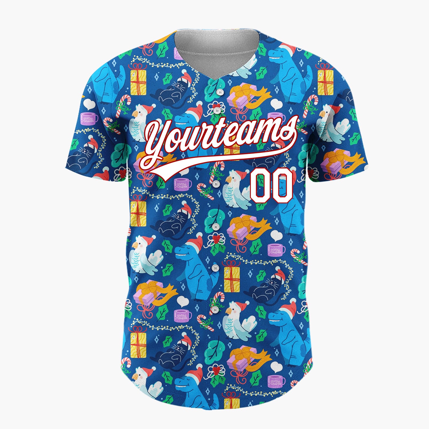 Custom Dark Blue Dinosaurs Parrots Cute Animals And Gifts Christmas Baseball Jersey