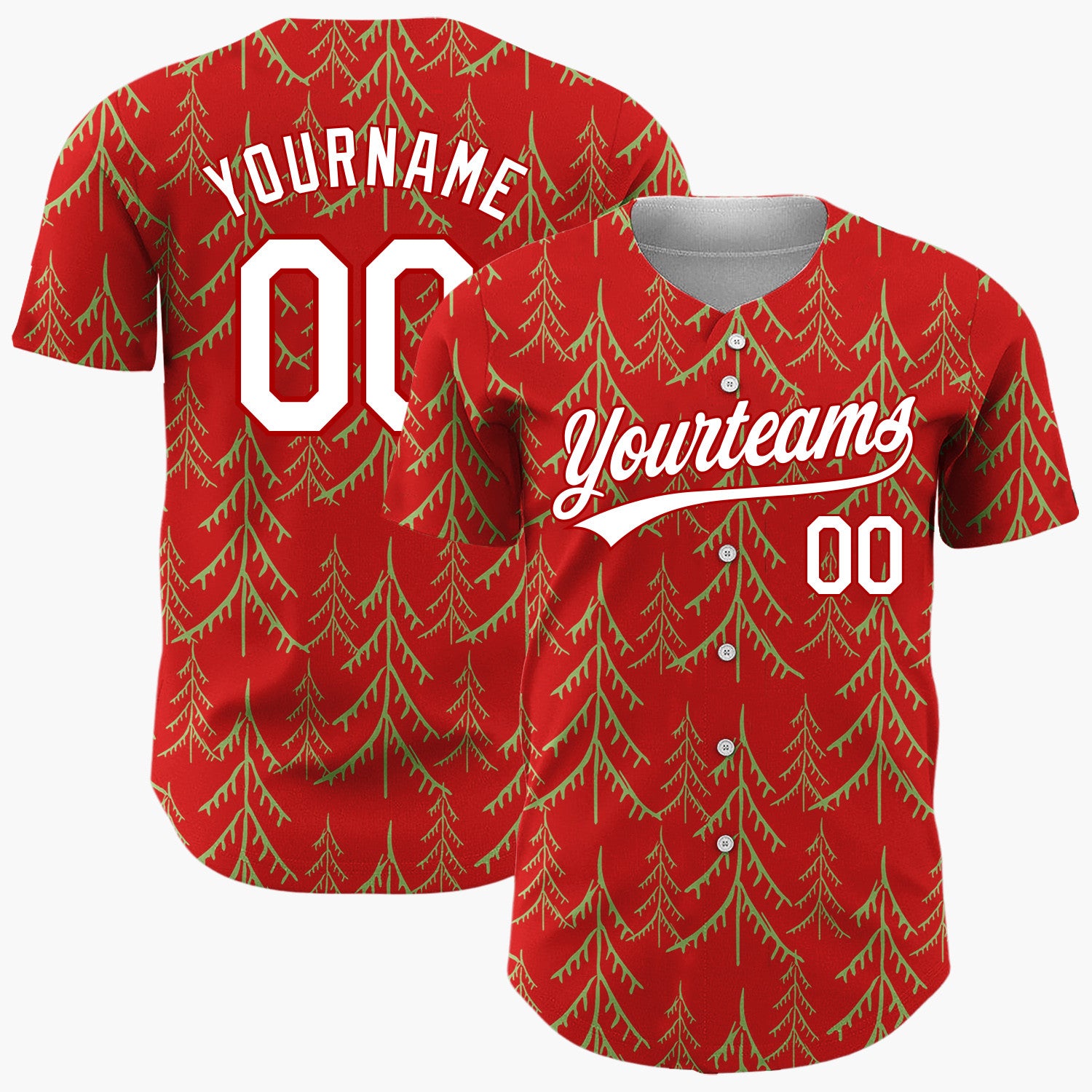 Custom Black White Christmas Trees And Stars Simple Doodle Pattern Christmas Baseball Jersey