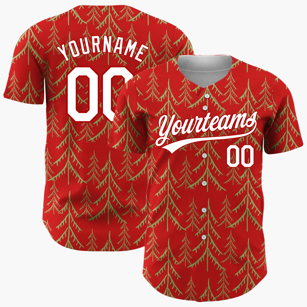 Custom Black White Christmas Trees And Stars Simple Doodle Pattern Christmas Baseball Jersey