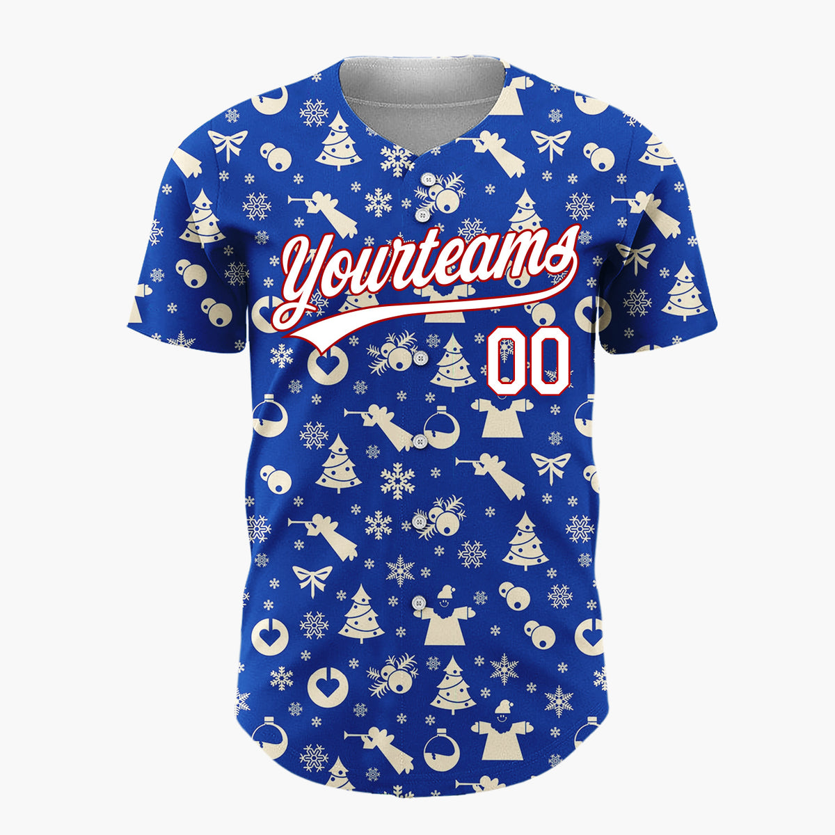 Custom Blue Seasonal Icons Simple Christmas Baseball Jersey