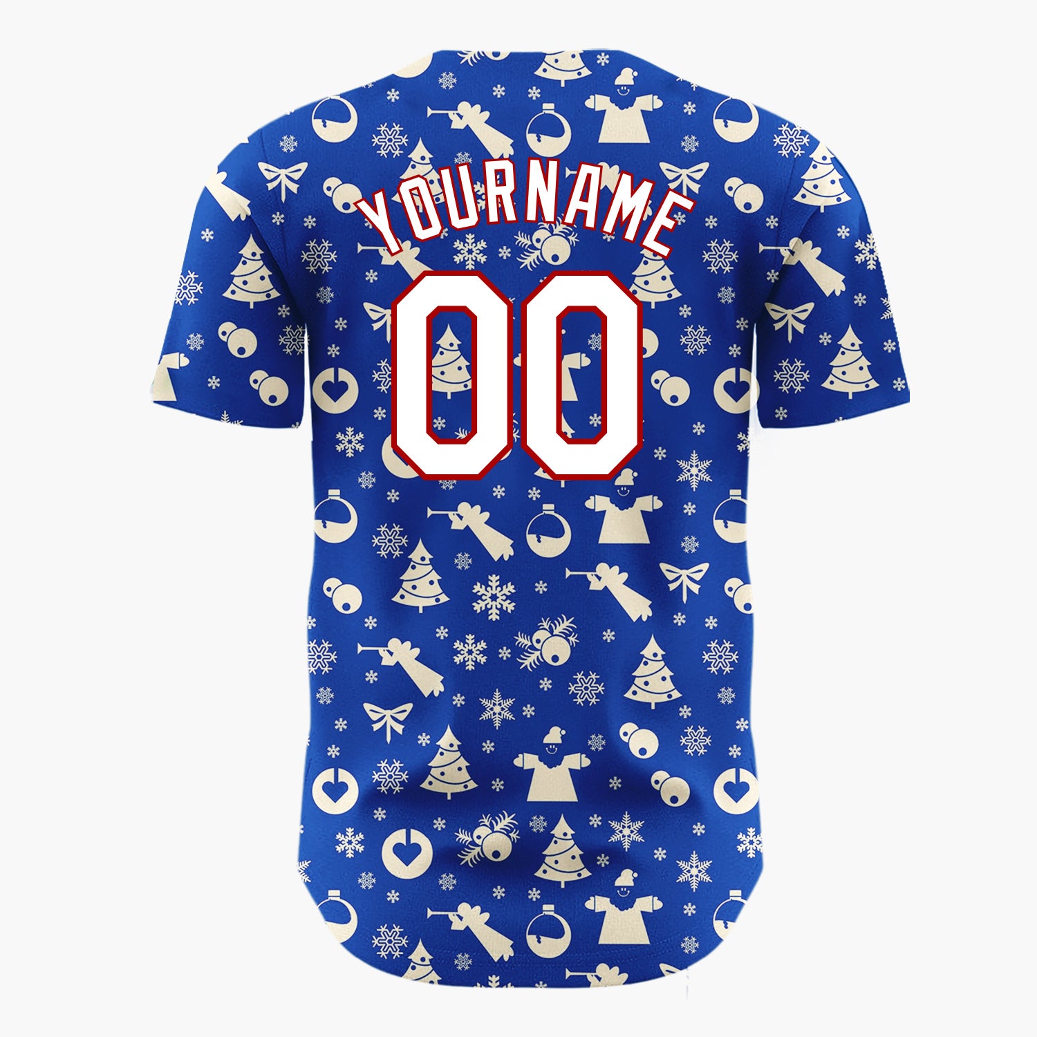 Custom Blue Seasonal Icons Simple Christmas Baseball Jersey