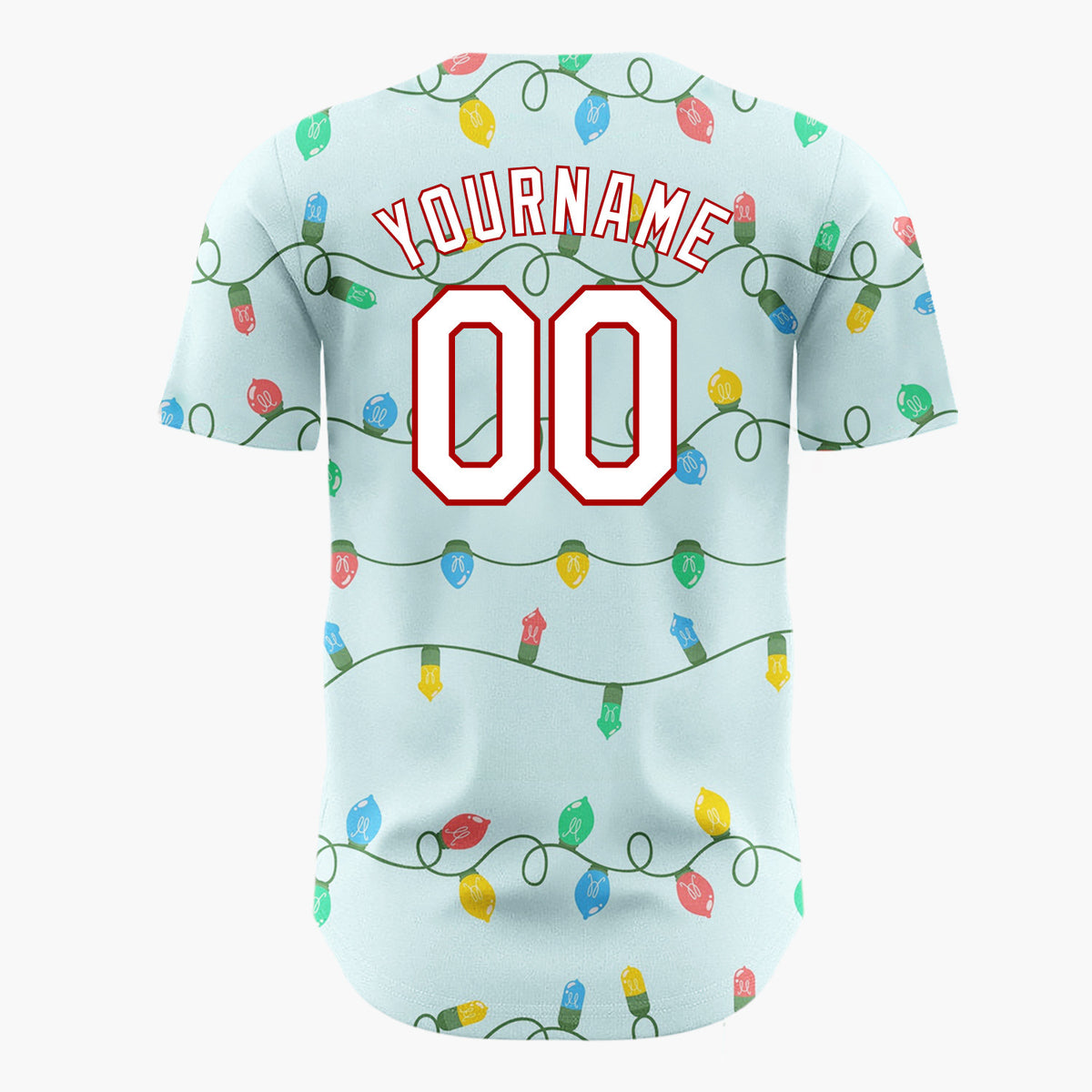 Custom Blue Pastel Wavy Christmas Lights Pattern Christmas Baseball Jersey