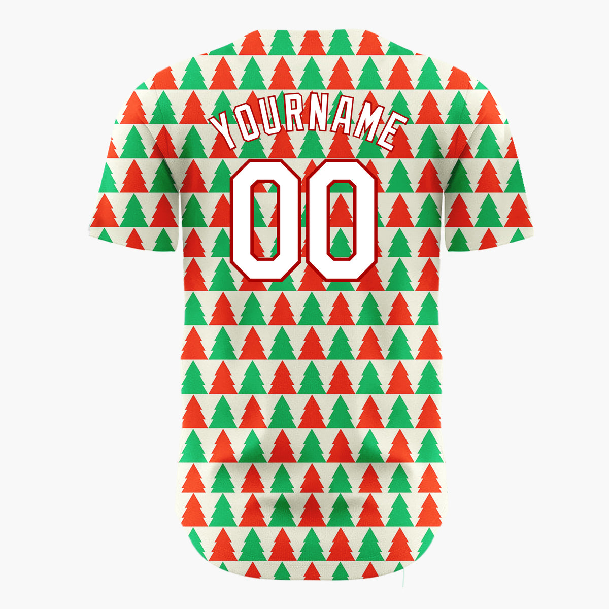 Custom Cream Red Green Christmas Tree Stripes Simple Pattern Christmas Baseball Jersey