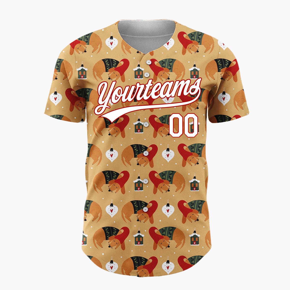 Custom Brown Dachshund and Gnome Christmas Baseball Jersey