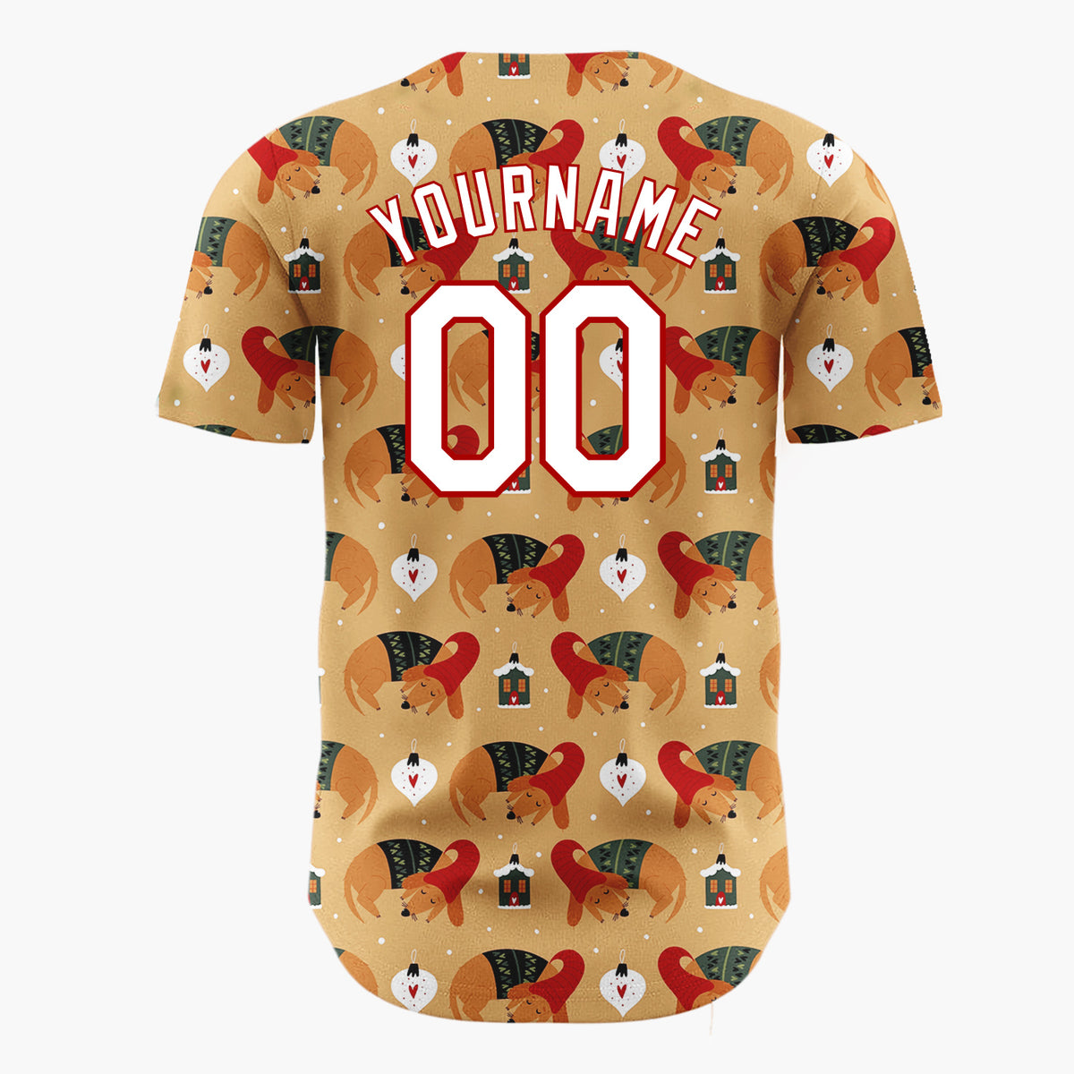 Custom Brown Dachshund and Gnome Christmas Baseball Jersey