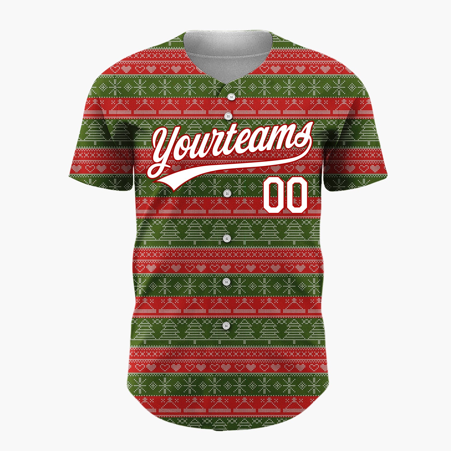Custom Blue Reindeer Trees And Snowflakes Scandinavian Fair Isle Pattern Christmas Baseball Jersey