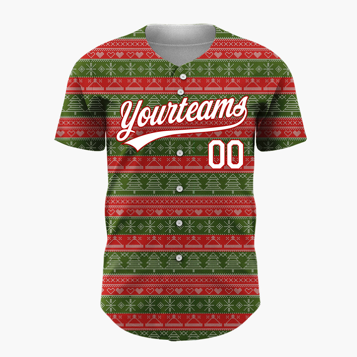 Custom Blue Reindeer Trees And Snowflakes Scandinavian Fair Isle Pattern Christmas Baseball Jersey