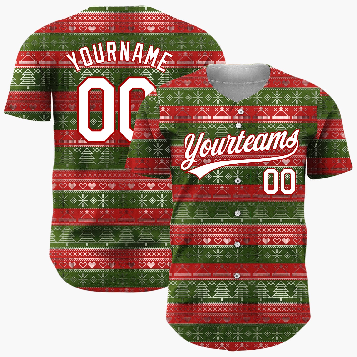 Custom Blue Reindeer Trees And Snowflakes Scandinavian Fair Isle Pattern Christmas Baseball Jersey