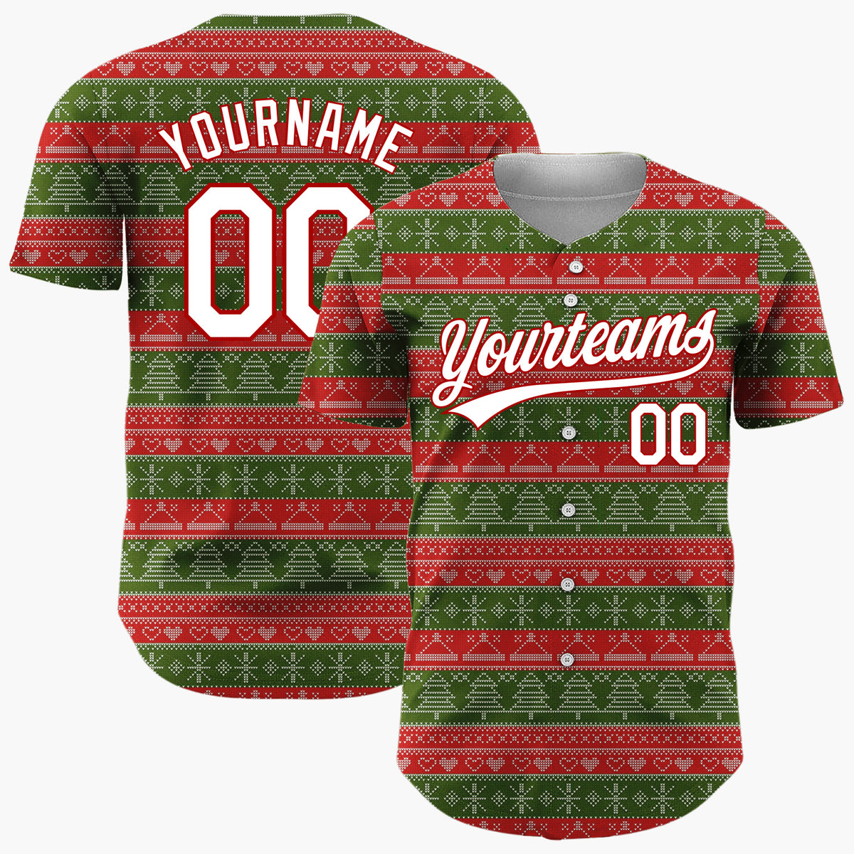 Custom Blue Reindeer Trees And Snowflakes Scandinavian Fair Isle Pattern Christmas Baseball Jersey