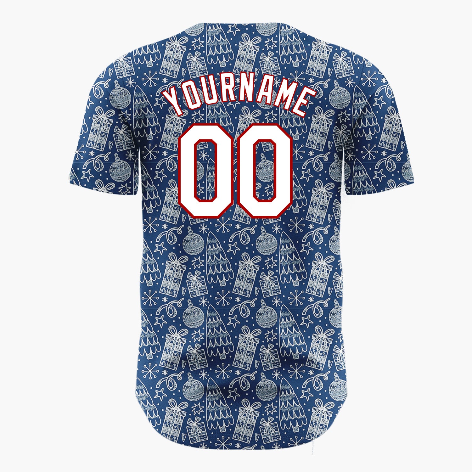 Custom Dark Blue Chirtsmas Presents Classic Pattern Christmas Baseball Jersey