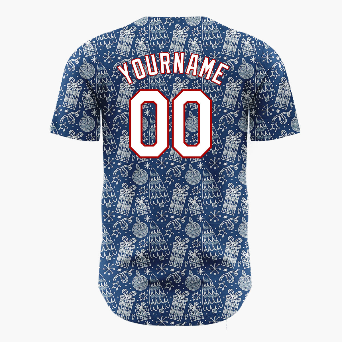 Custom Dark Blue Chirtsmas Presents Classic Pattern Christmas Baseball Jersey