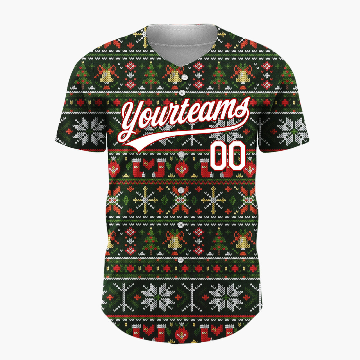 Custom Black Nordic Christmas Stripes Nordic Pattern Christmas Baseball Jersey