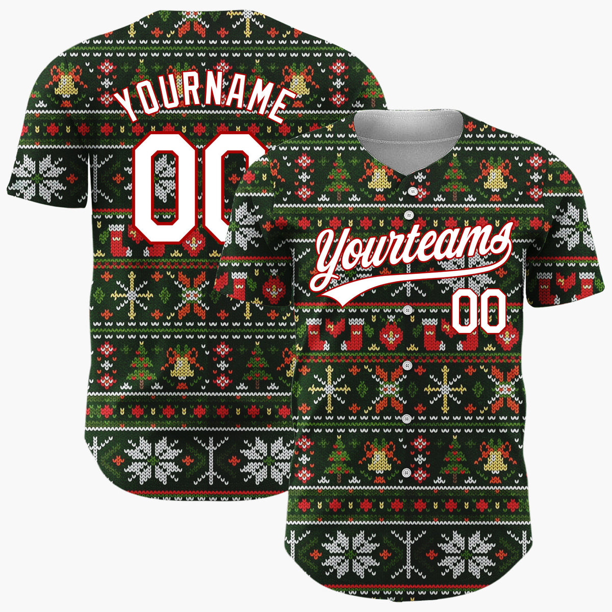 Custom Black Nordic Christmas Stripes Nordic Pattern Christmas Baseball Jersey