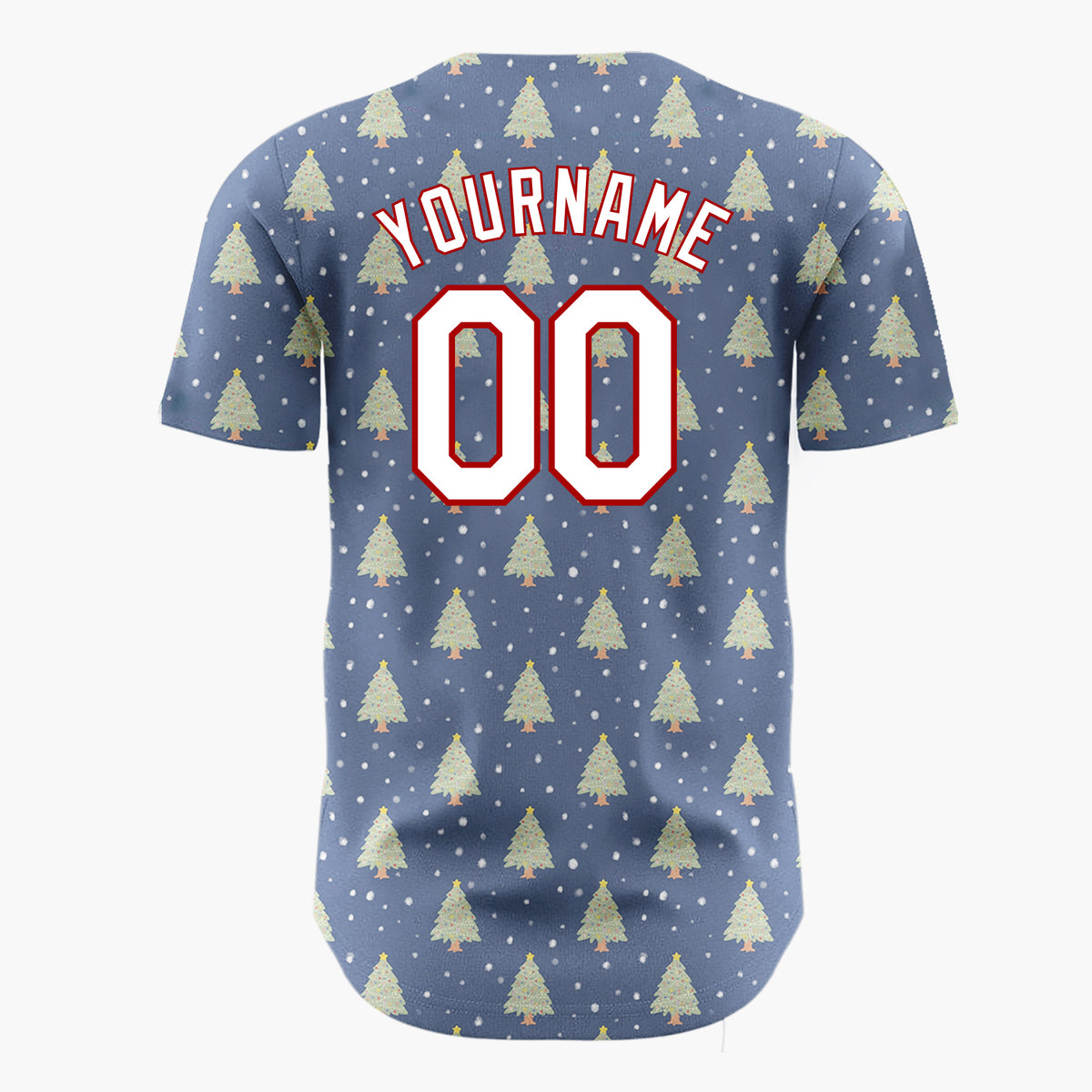 Custom Dark Blue Decorated Christmas Tree Simple Pattern Christmas Baseball Jersey