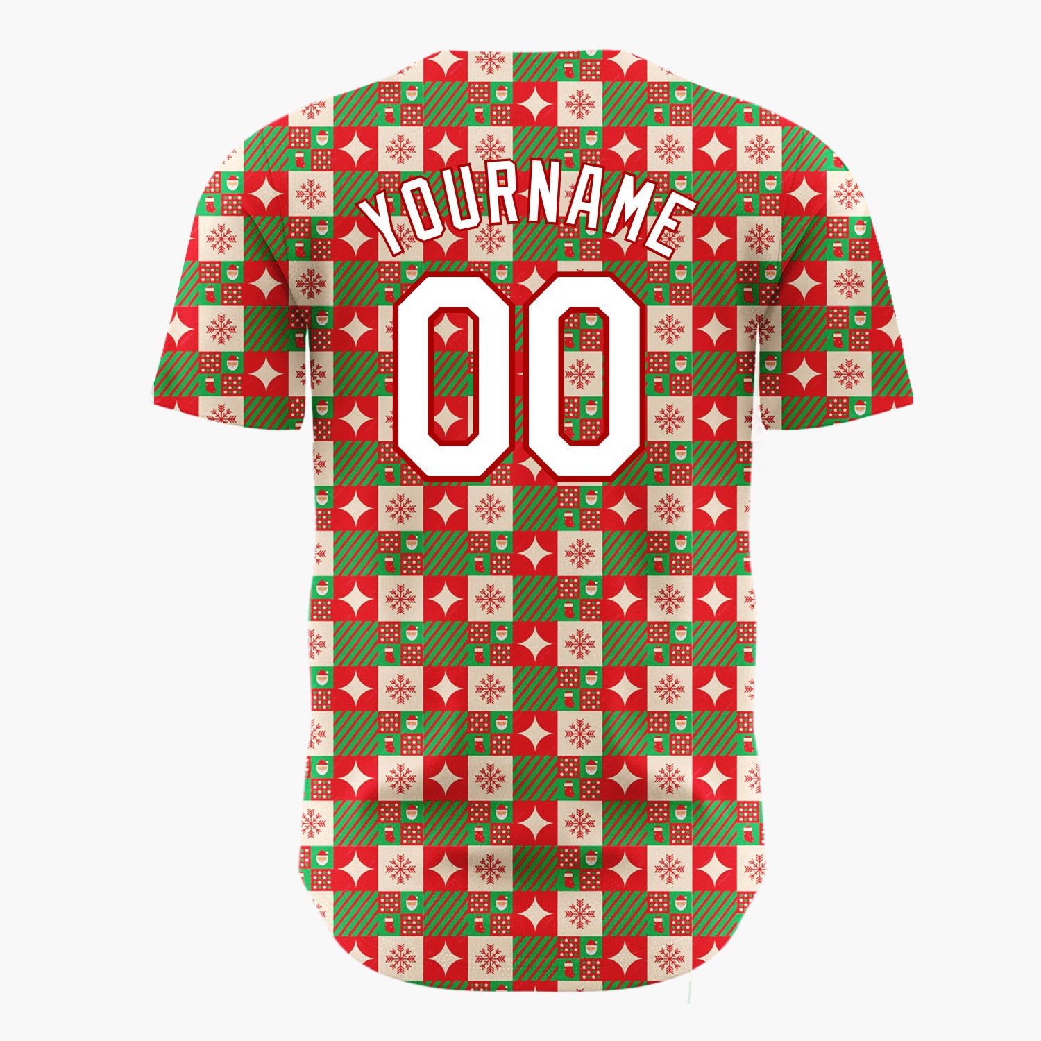 Custom Dark Green Red Christmas Gift Boxes Plaid Pattern Christmas Baseball Jersey