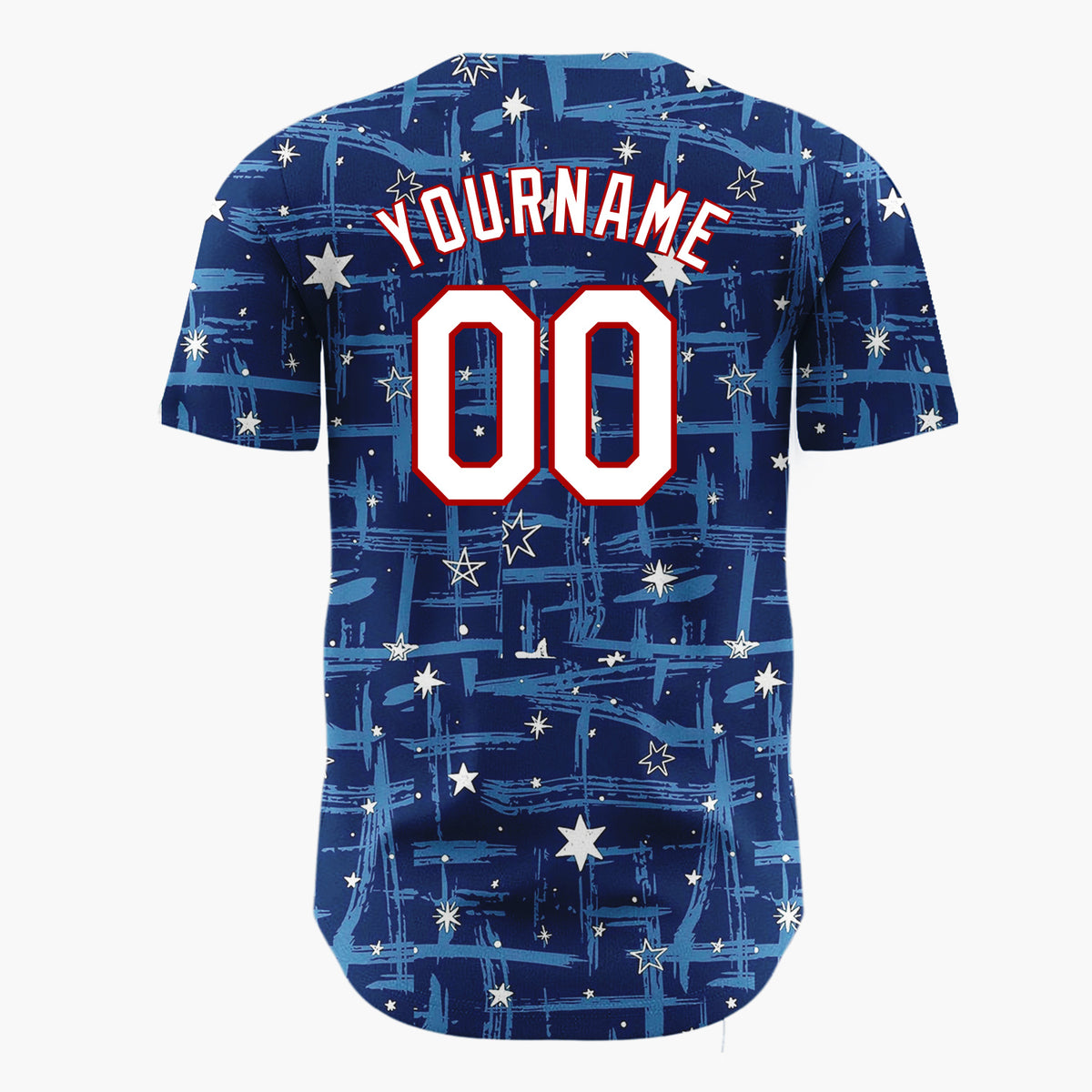 Custom Dark Blue Stars Christmas Simple Minimalist Pattern Christmas Baseball Jersey
