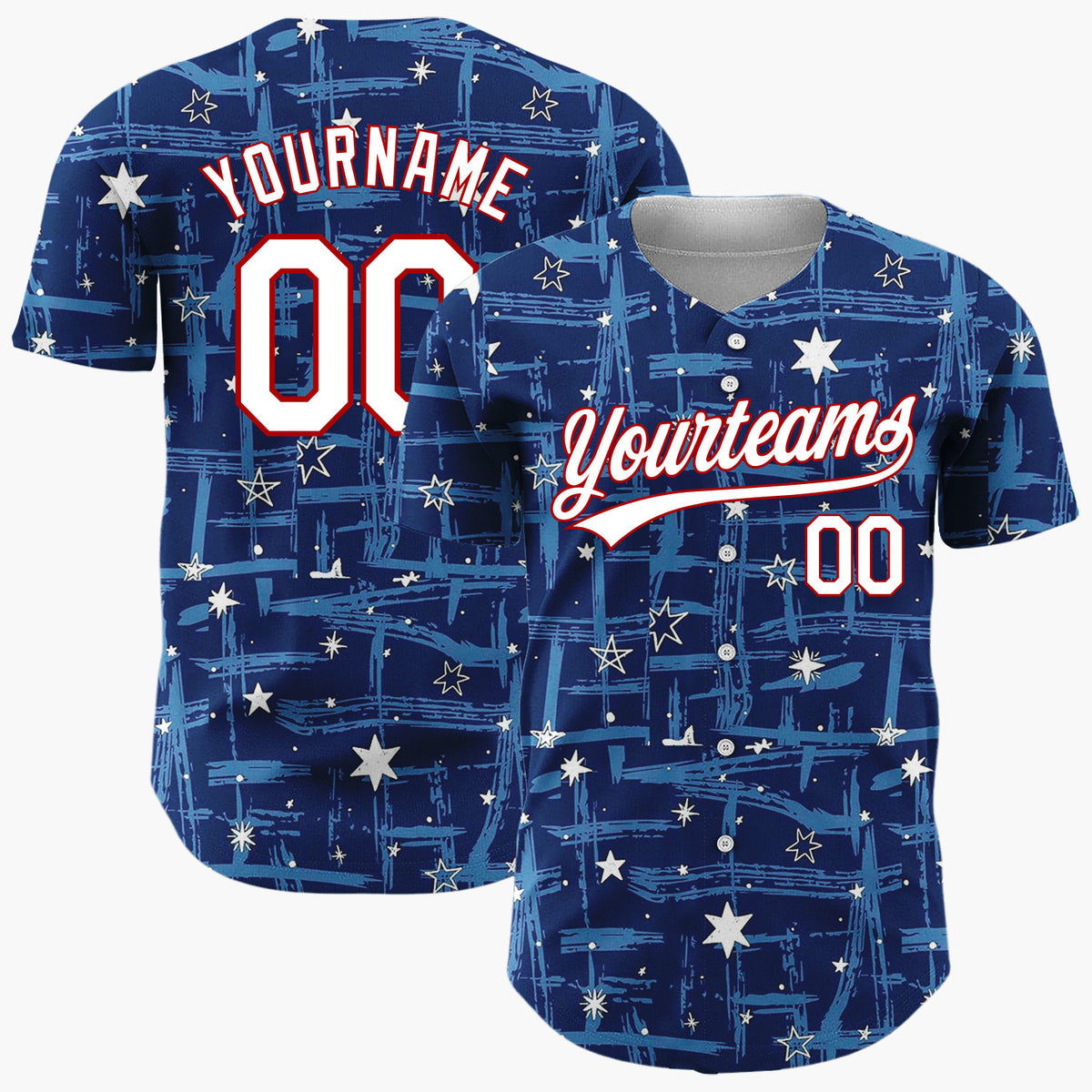 Custom Dark Blue Stars Christmas Simple Minimalist Pattern Christmas Baseball Jersey