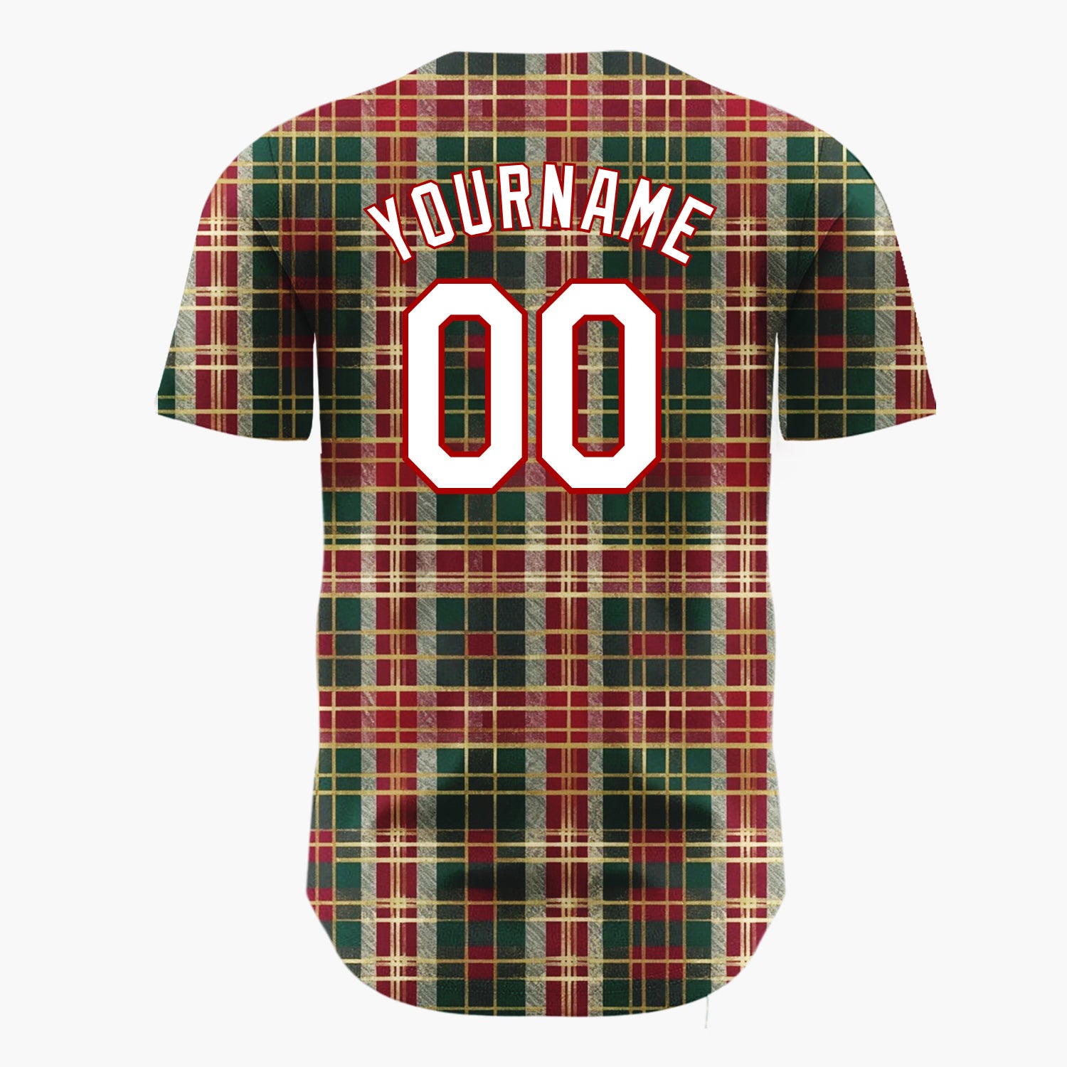 Custom Dark Green Plaid Festive Tartan Plaid Pattern Christmas Baseball Jersey