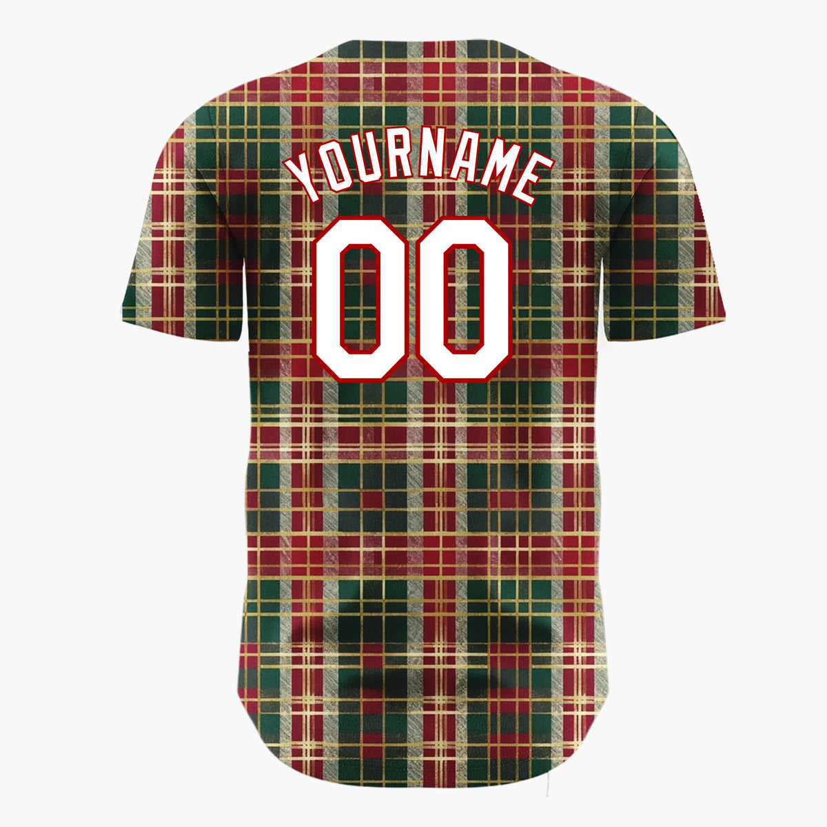 Custom Dark Green Plaid Festive Tartan Plaid Pattern Christmas Baseball Jersey