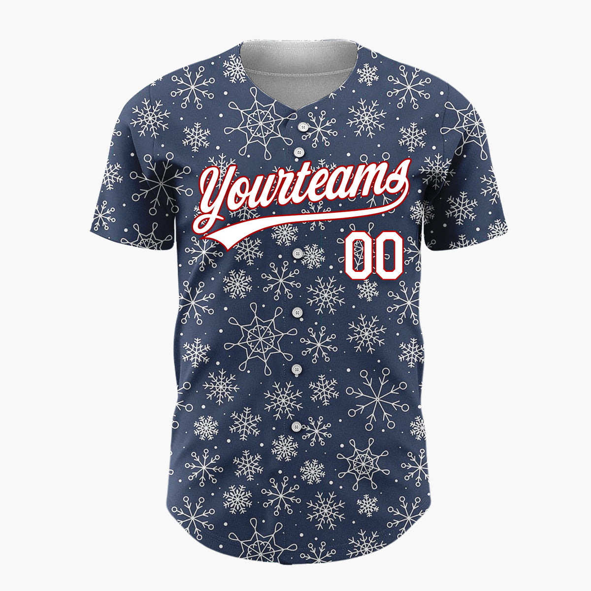 Custom Dark Blue Snowflakes Bold Abstract Pattern Christmas Baseball Jersey