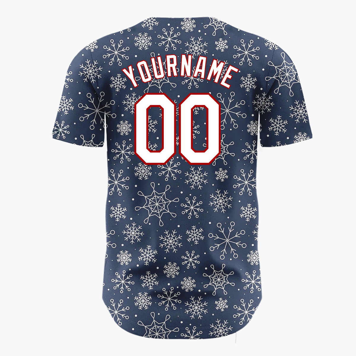 Custom Dark Blue Snowflakes Bold Abstract Pattern Christmas Baseball Jersey
