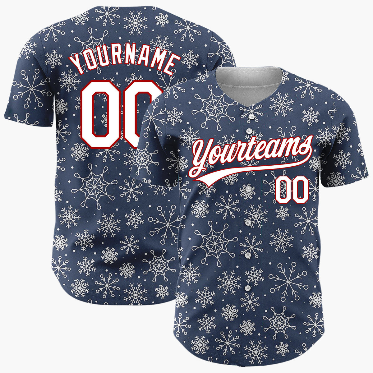 Custom Dark Blue Snowflakes Bold Abstract Pattern Christmas Baseball Jersey