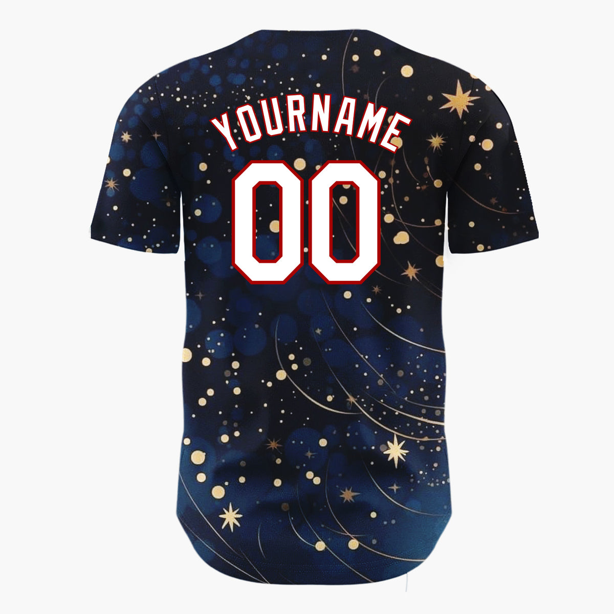 Custom Dark Blue Golden Stars Night Sky Abstract Pattern Christmas Baseball Jersey