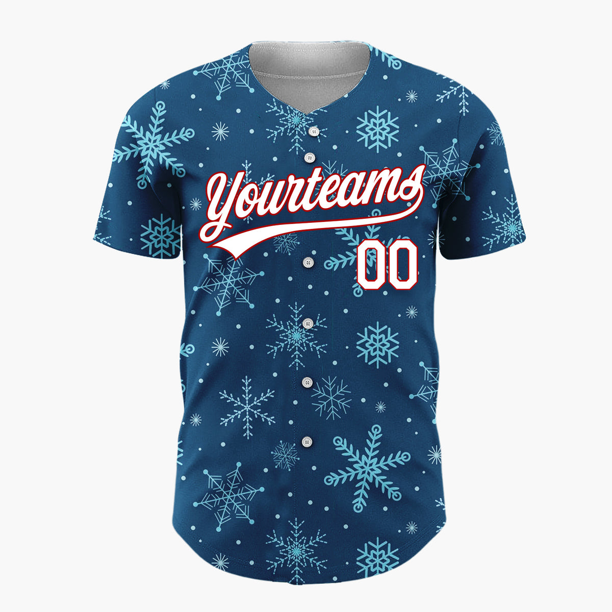 Custom Dark Blue Snowflakes Winter Geometric Abstract Pattern Christmas Baseball Jersey