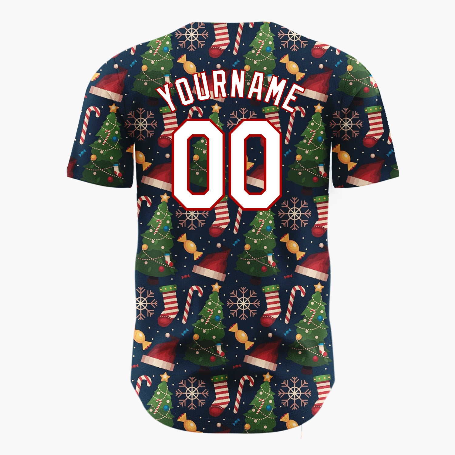 Custom Dark Blue Green Red Classic Holiday Items Christmas Baseball Jersey