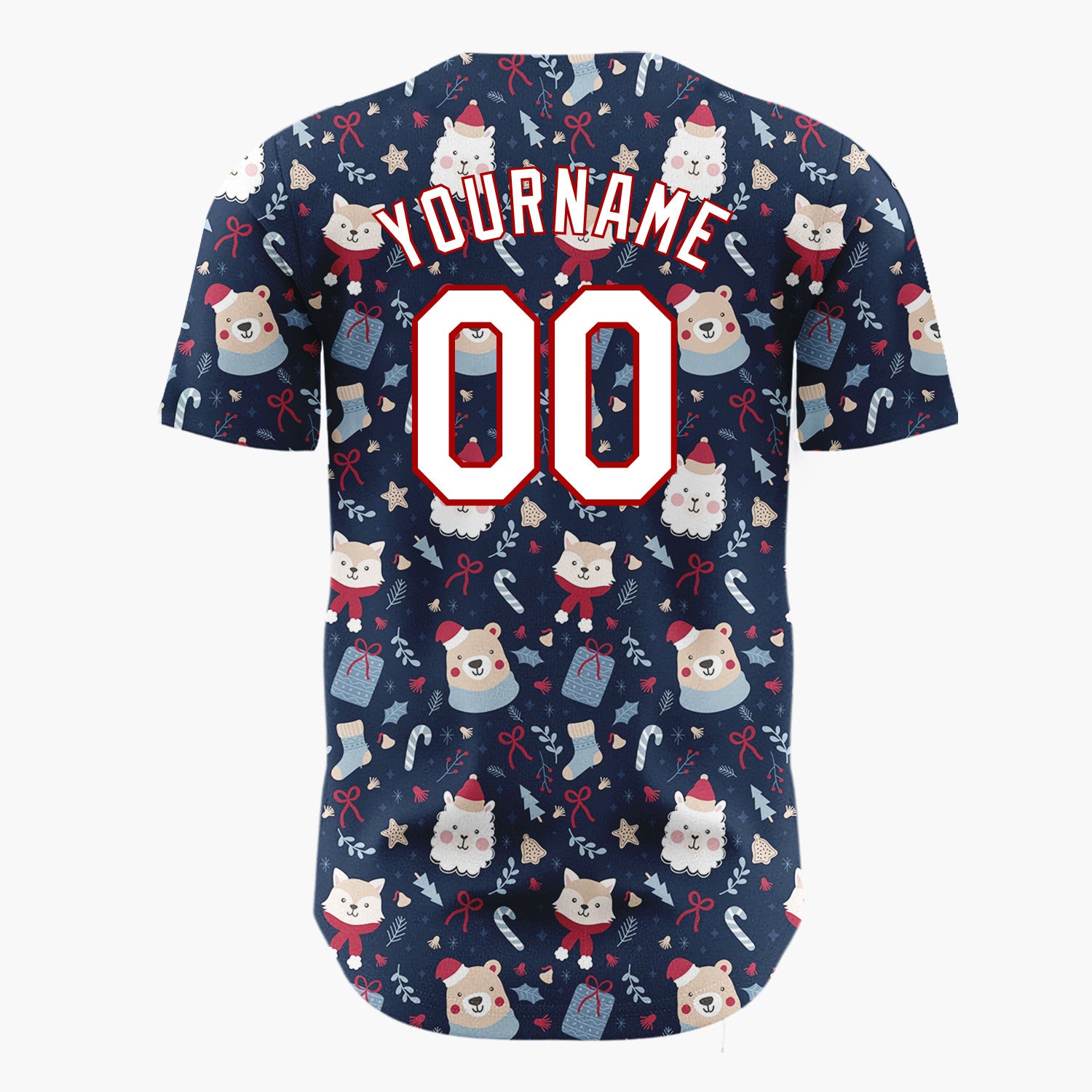 Custom Dark Blue Owl Christmas Characters Cartoon Pattern Christmas Baseball Jersey