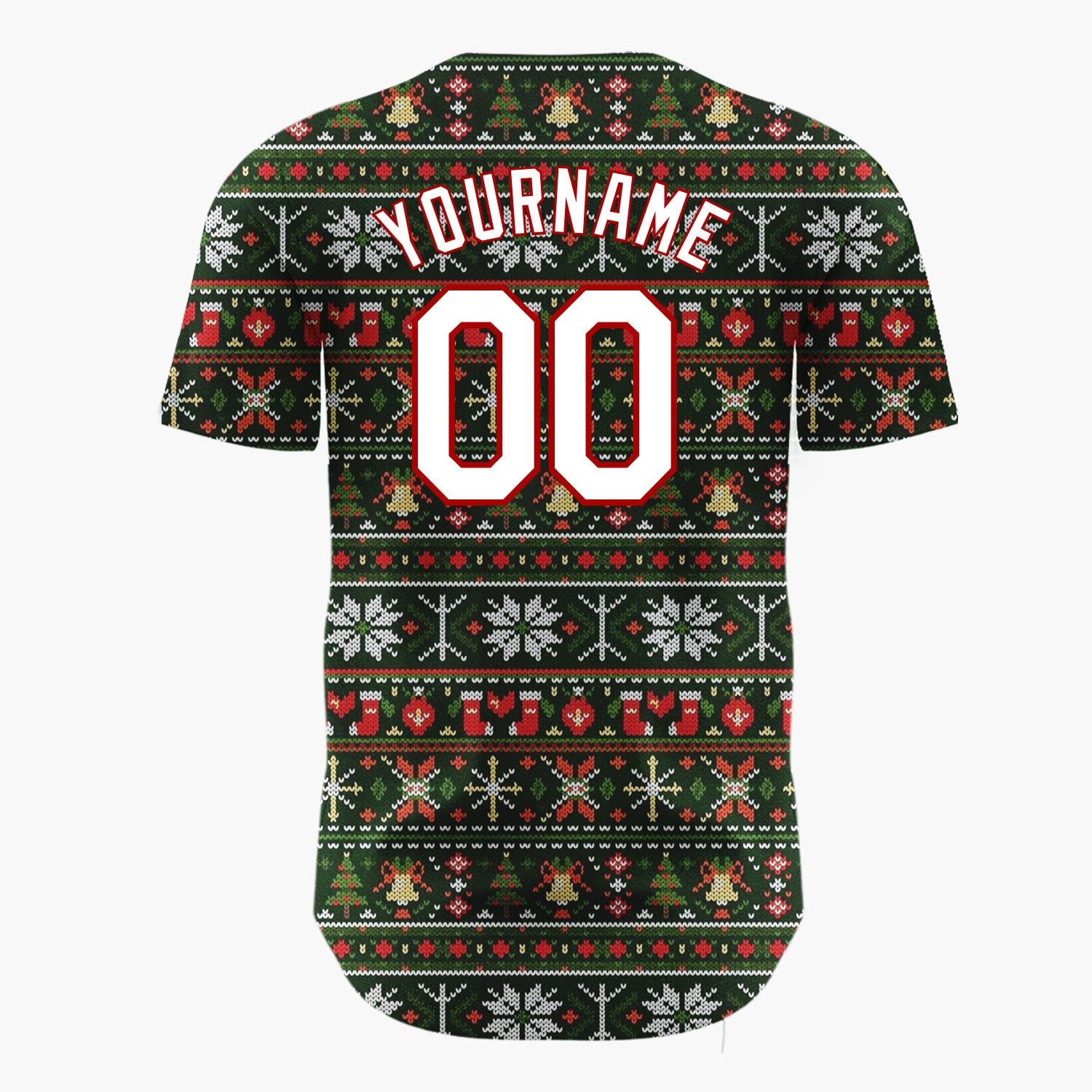 Custom Dark Green Nordic Christmas Stripes Nordic Pattern Christmas Baseball Jersey