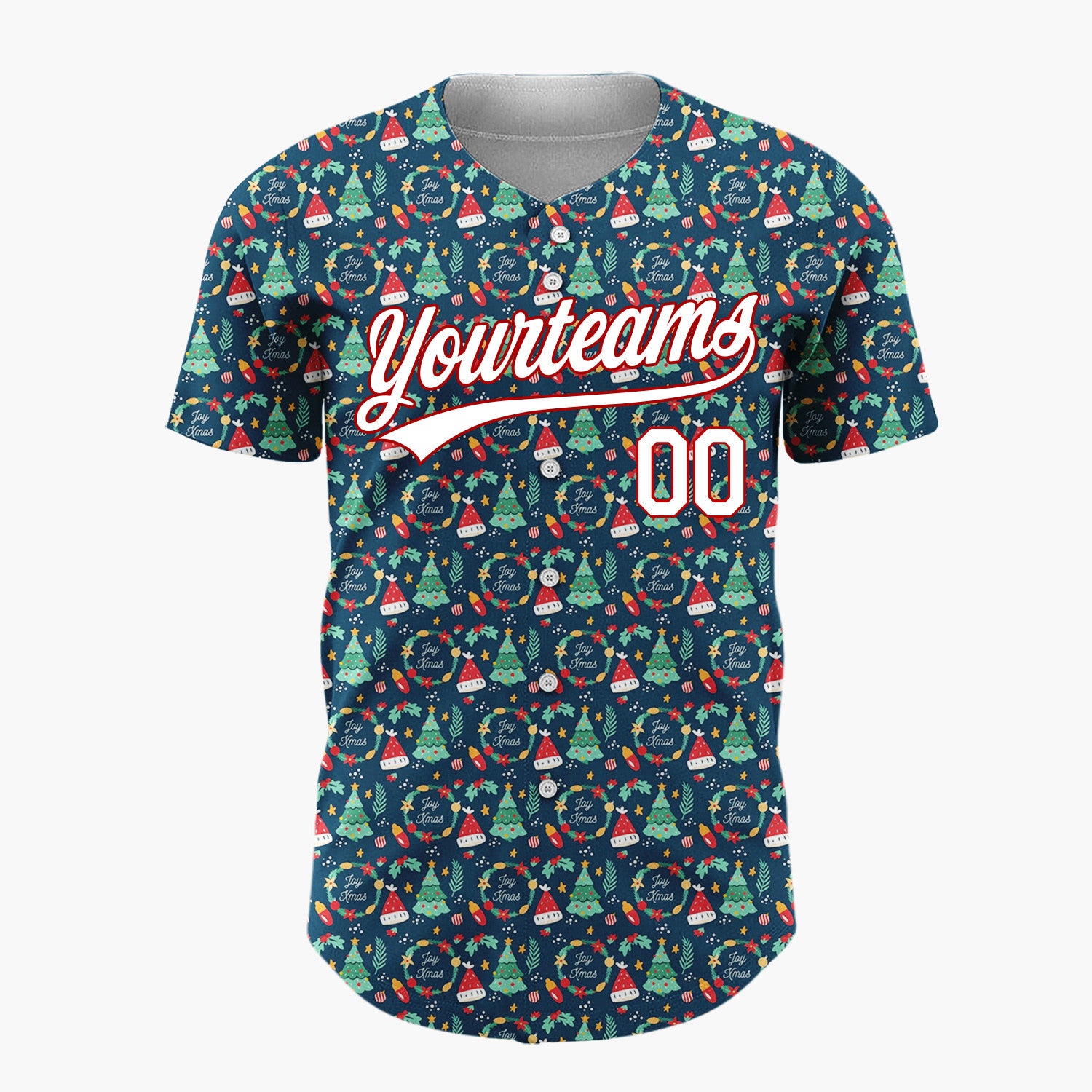 Custom Dark Green Christmas Candy Canes Doodles Cartoon Pattern Christmas Baseball Jersey