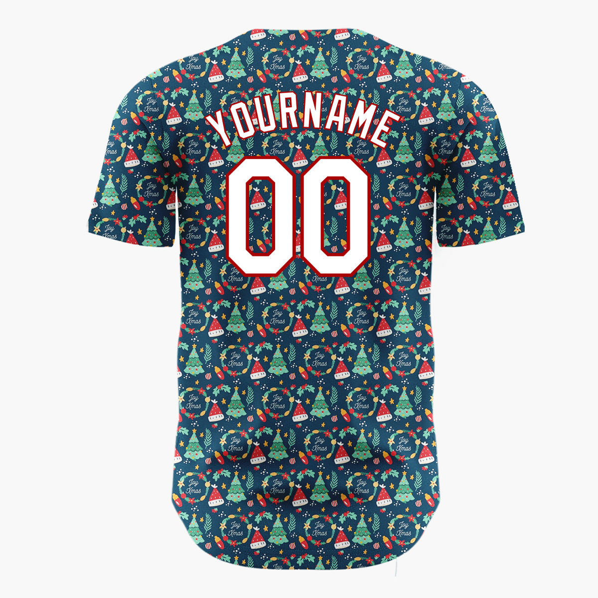 Custom Dark Green Christmas Candy Canes Doodles Cartoon Pattern Christmas Baseball Jersey