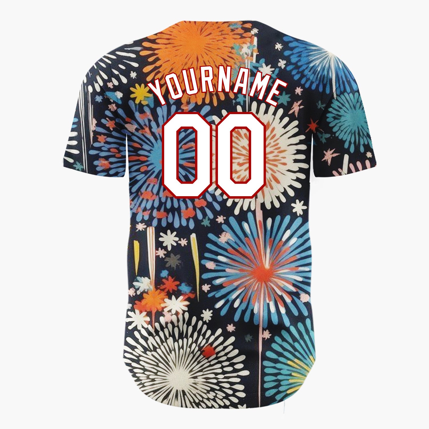 Custom Dark Blue Fireworks Abstract Pattern Christmas Baseball Jersey