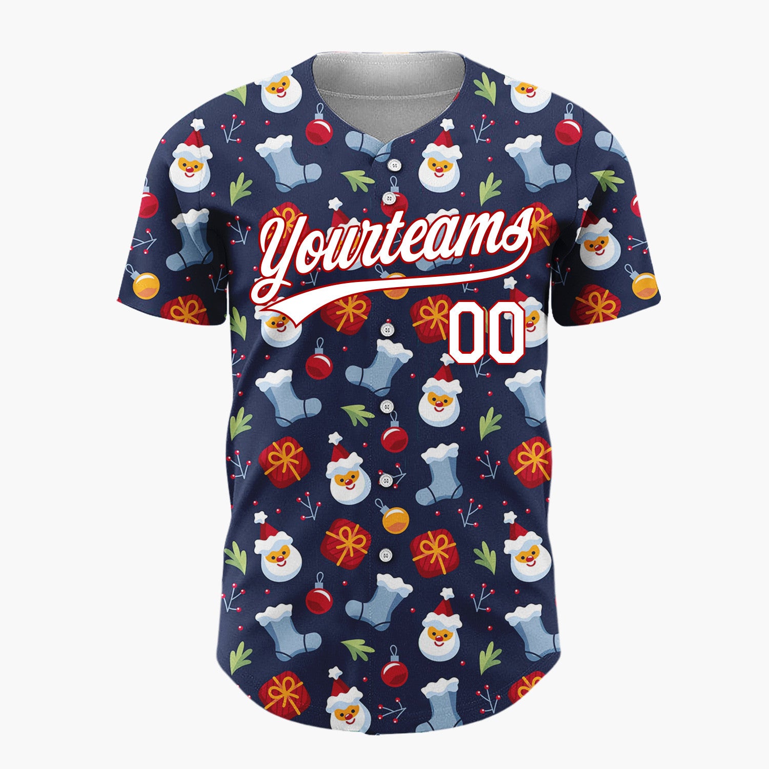 Custom Dark Blue Snowman Christmas Icons Cartoon Pattern Christmas Baseball Jersey
