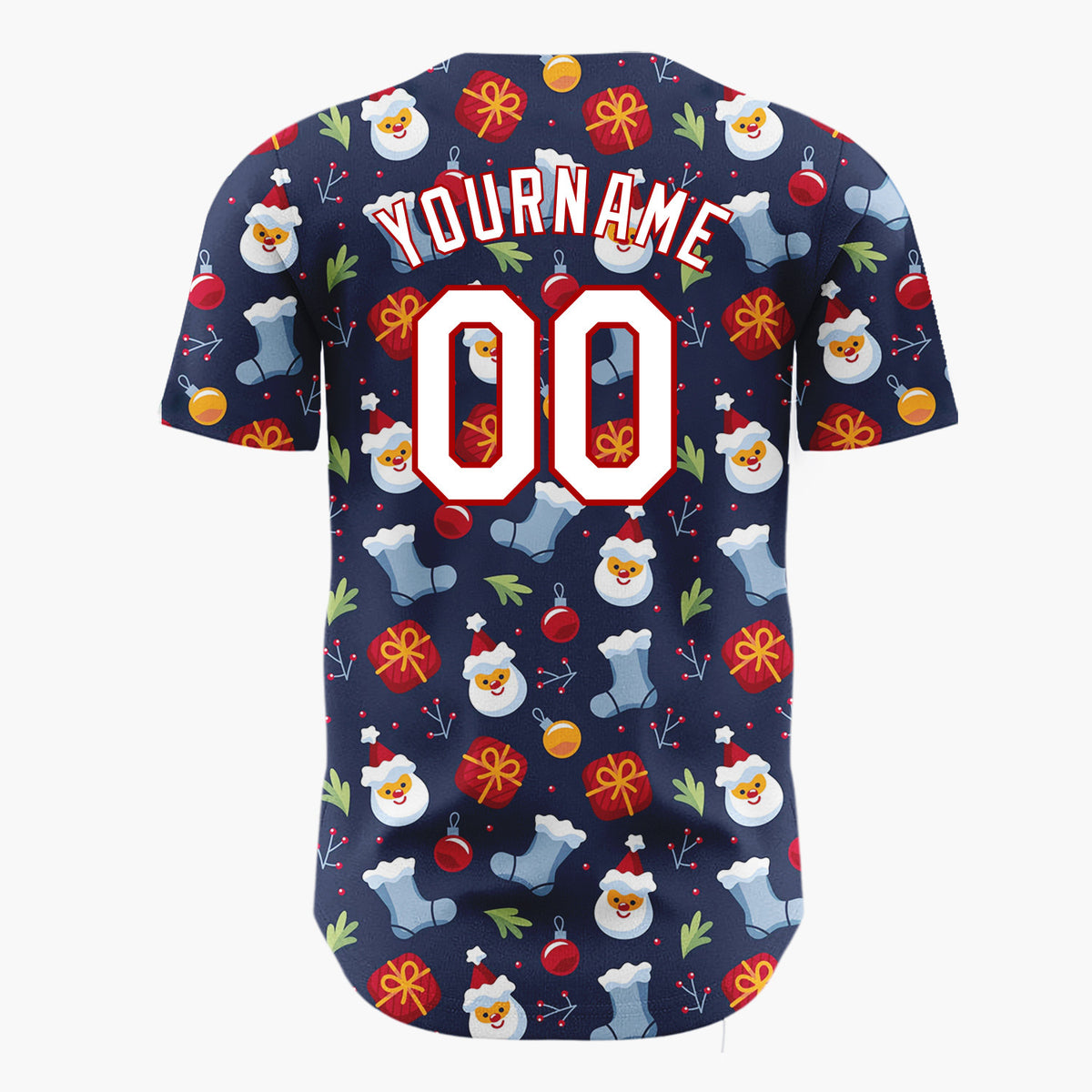 Custom Dark Blue Snowman Christmas Icons Cartoon Pattern Christmas Baseball Jersey