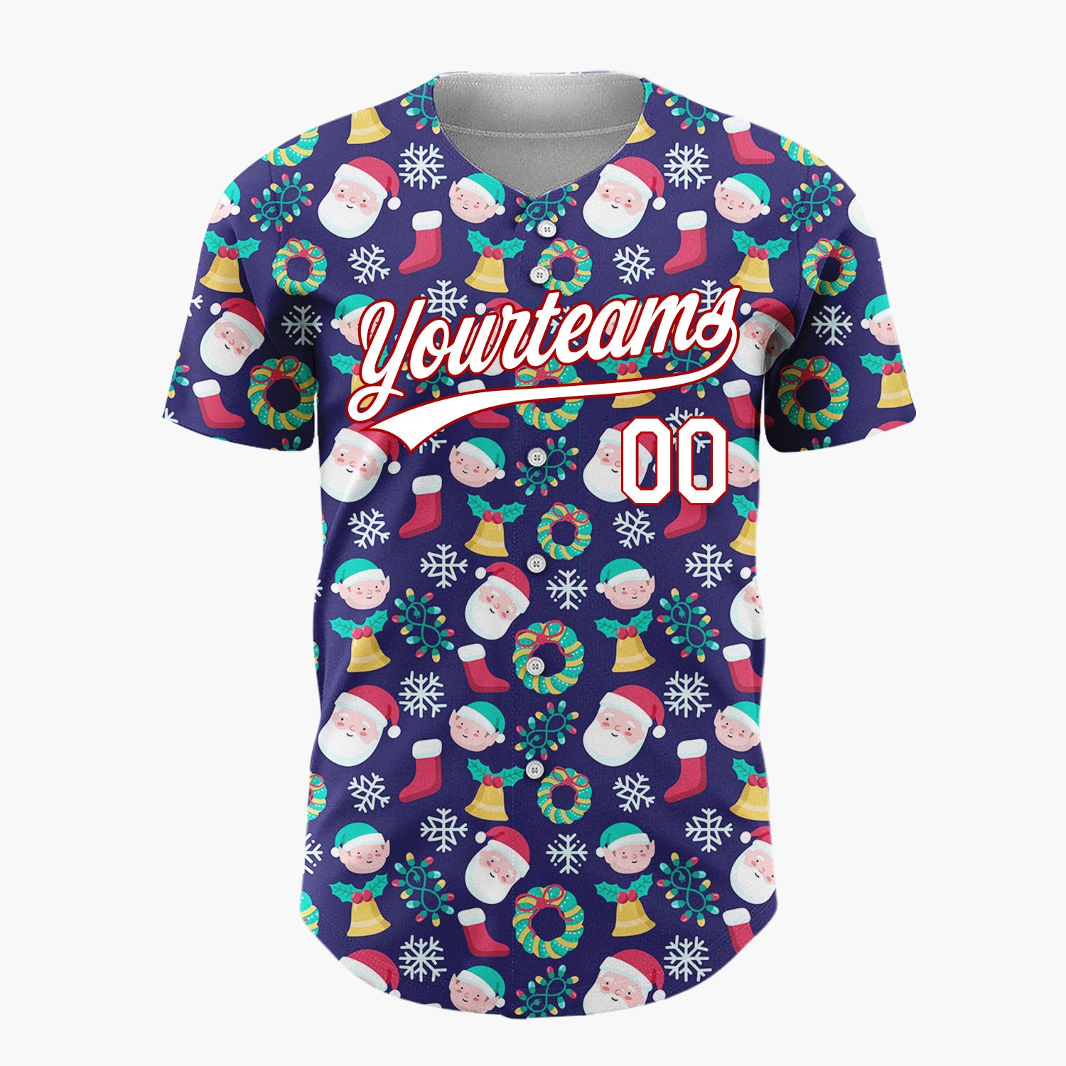 Custom Dark Blue Snowman Christmas Ornaments Cartoon Pattern Christmas Baseball Jersey