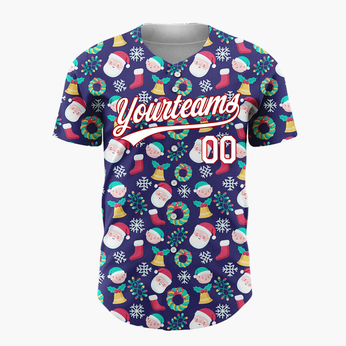Custom Dark Blue Snowman Christmas Ornaments Cartoon Pattern Christmas Baseball Jersey