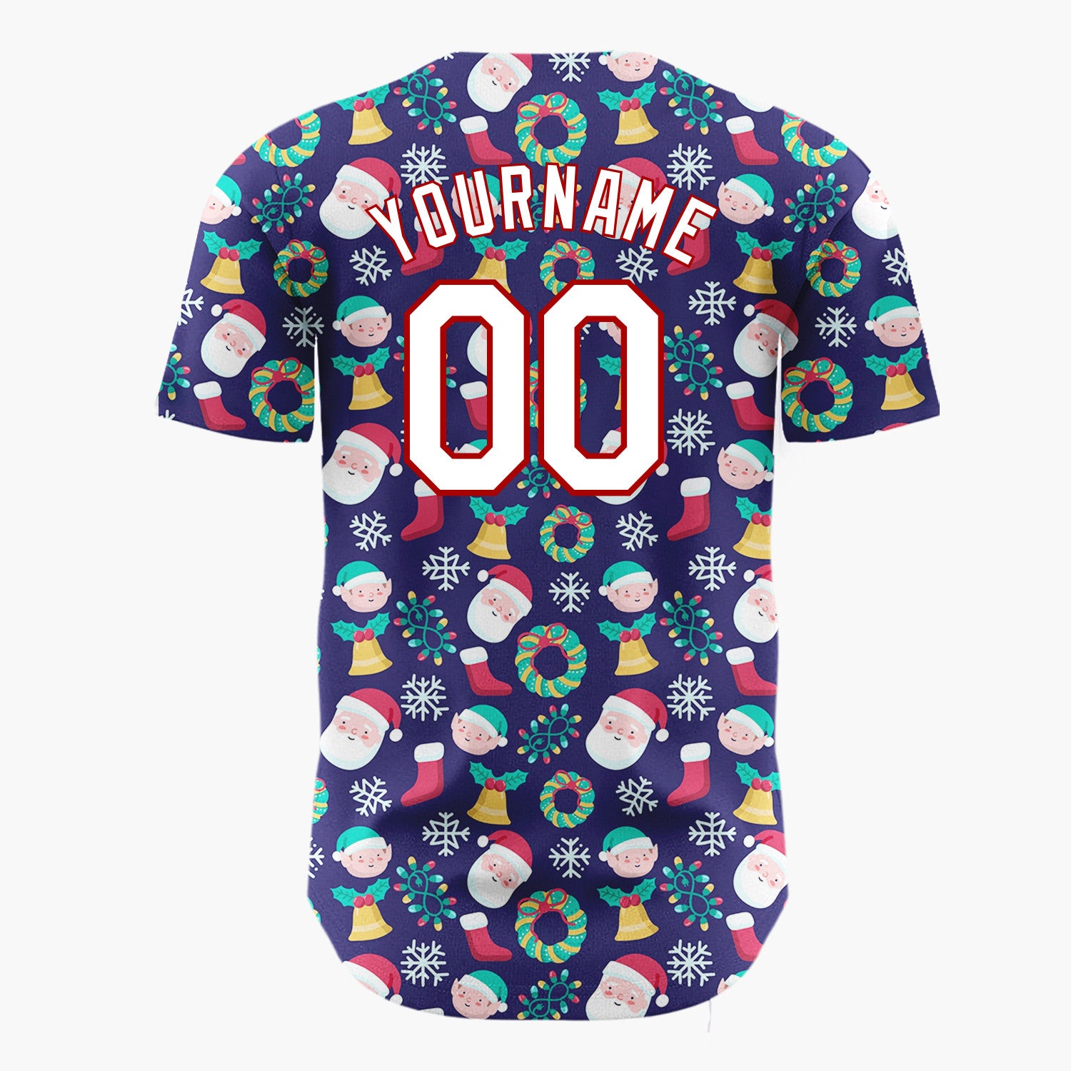 Custom Dark Blue Snowman Christmas Ornaments Cartoon Pattern Christmas Baseball Jersey