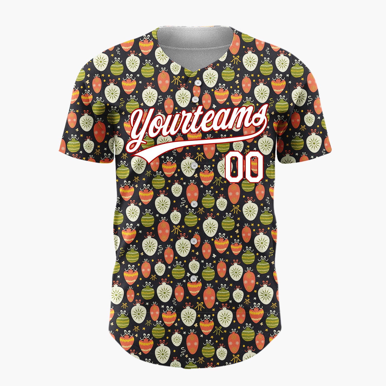 Custom Dark Green Christmas Ornaments Minimalist Cartoon Pattern Christmas Baseball Jersey