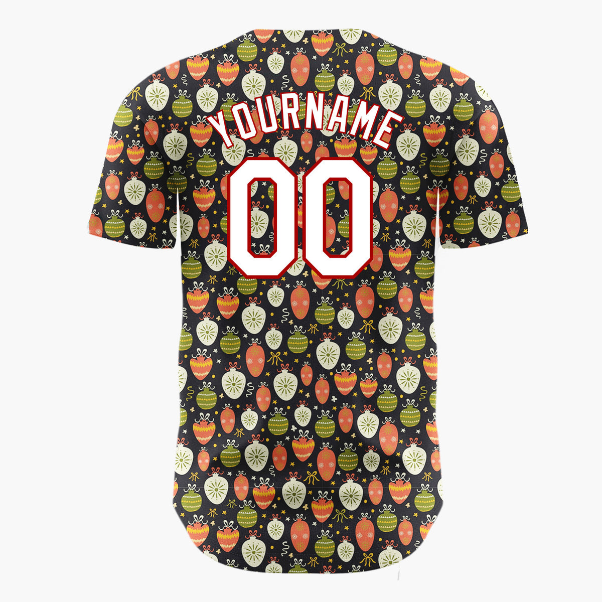Custom Dark Green Christmas Ornaments Minimalist Cartoon Pattern Christmas Baseball Jersey