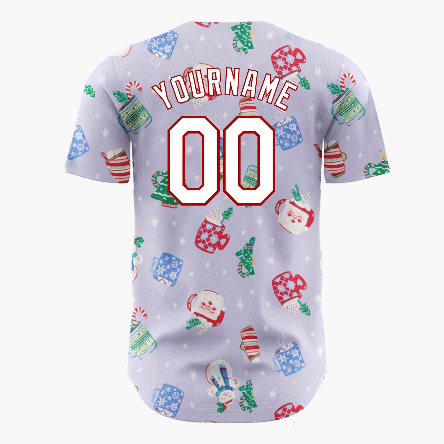 Custom Lavender Christmas Mugs And Snowmen Cozy Winter Pattern Christmas Baseball Jersey