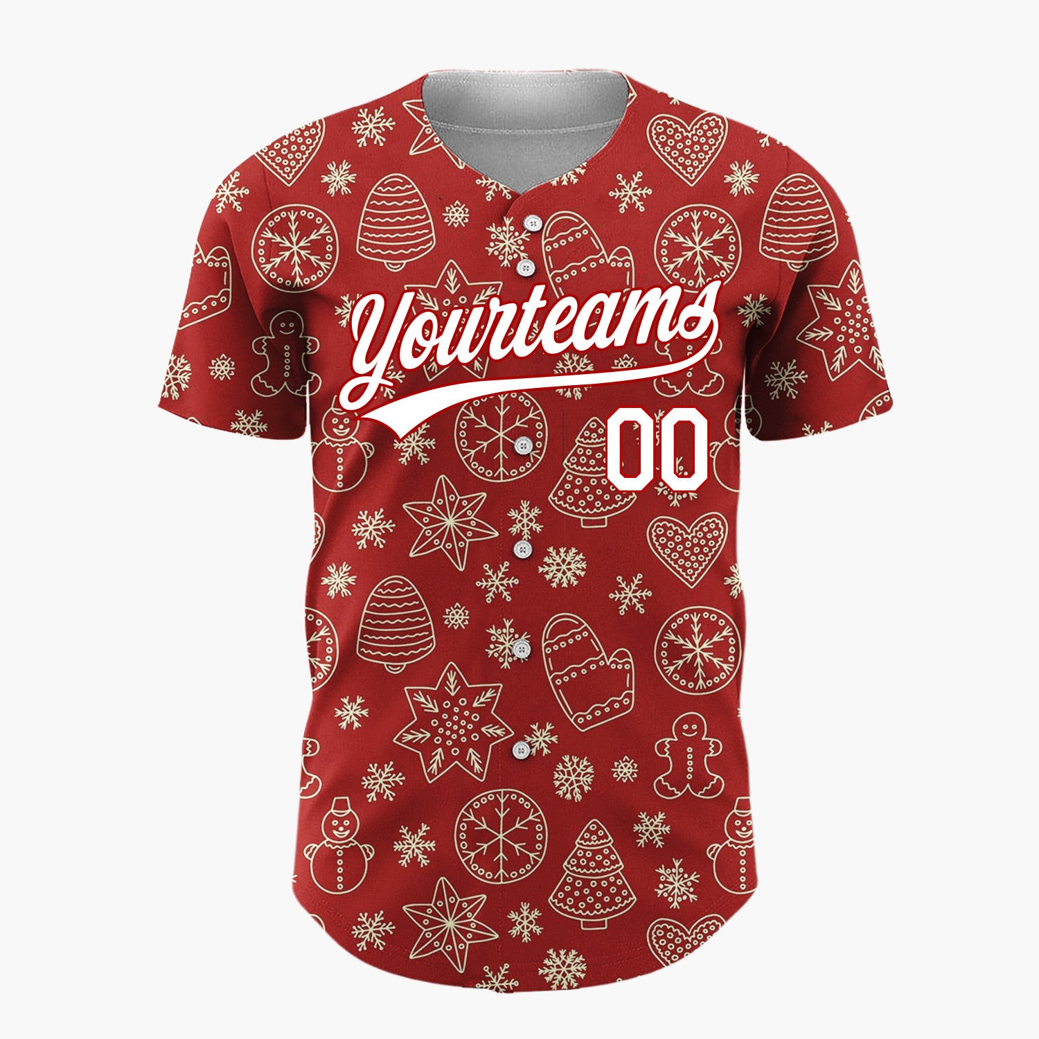 Custom Dark Rustic Gingerbread Christmas Doodles Cartoon Pattern Christmas Baseball Jersey