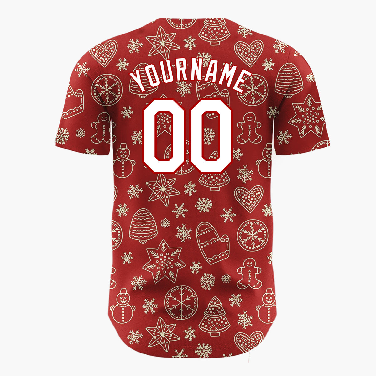 Custom Dark Rustic Gingerbread Christmas Doodles Cartoon Pattern Christmas Baseball Jersey