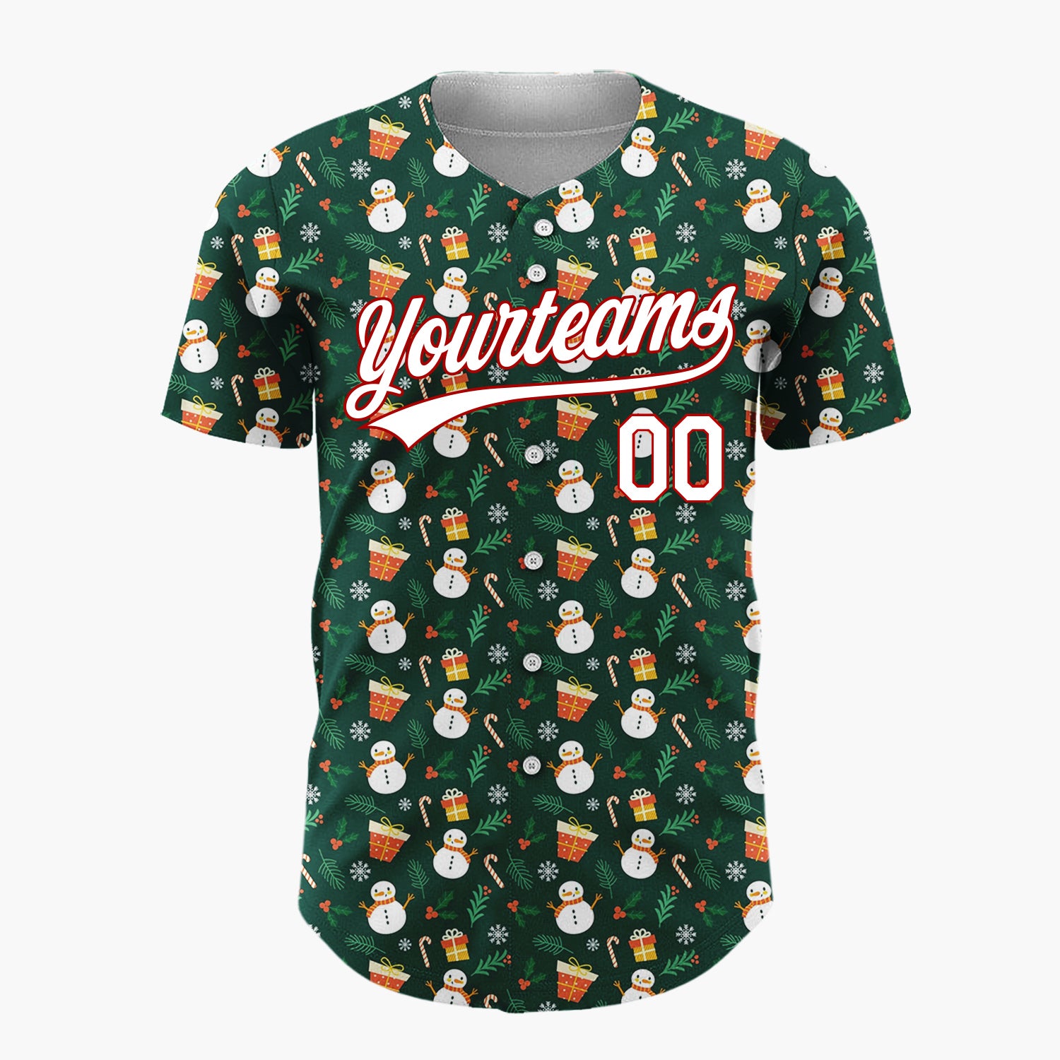 Custom Dark Green Snowman Gift Boxes Whimsical Cartoon Pattern Christmas Baseball Jersey