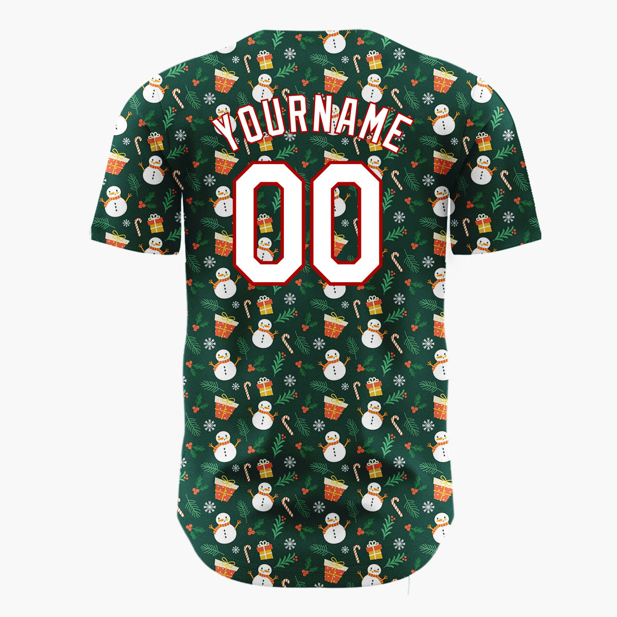 Custom Dark Green Snowman Gift Boxes Whimsical Cartoon Pattern Christmas Baseball Jersey