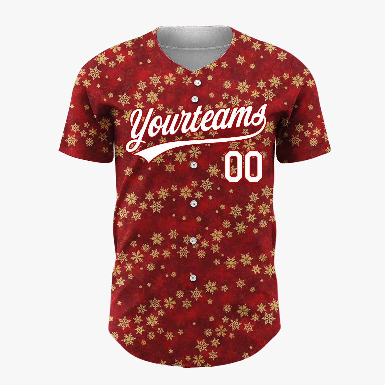 Custom Dark Red Golden Stars Abstract Minimalist Pattern Christmas Baseball Jersey
