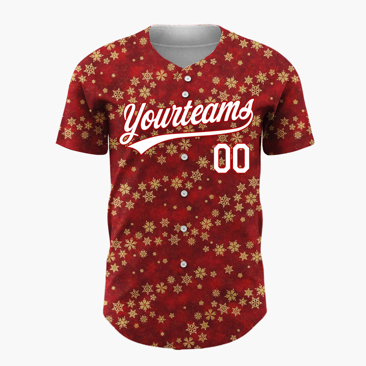Custom Dark Red Golden Stars Abstract Minimalist Pattern Christmas Baseball Jersey