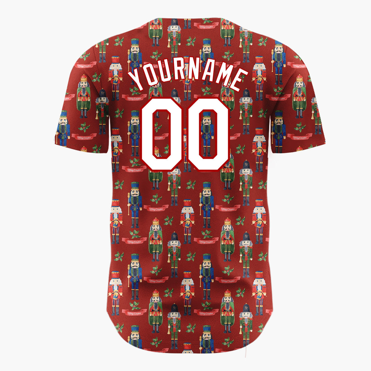 Custom Dark Red Nutcracker Soldier Graphic Christmas Baseball Jersey